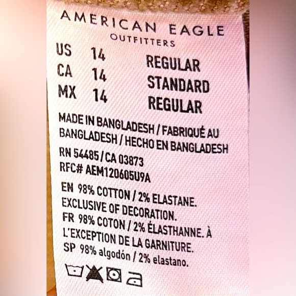 NWT American Eagle Khaki Corduroy Super High-Rise Button-Fly Flare Pant, 14R (L) - Picture 12 of 15